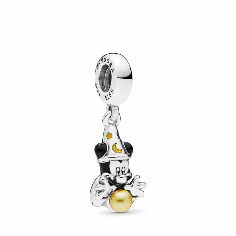 Pandora Disneyr Sorcerer Mickey Dangle Charm - Sterling Silver/Enamel/Black/Crystal Pearl - Canada |